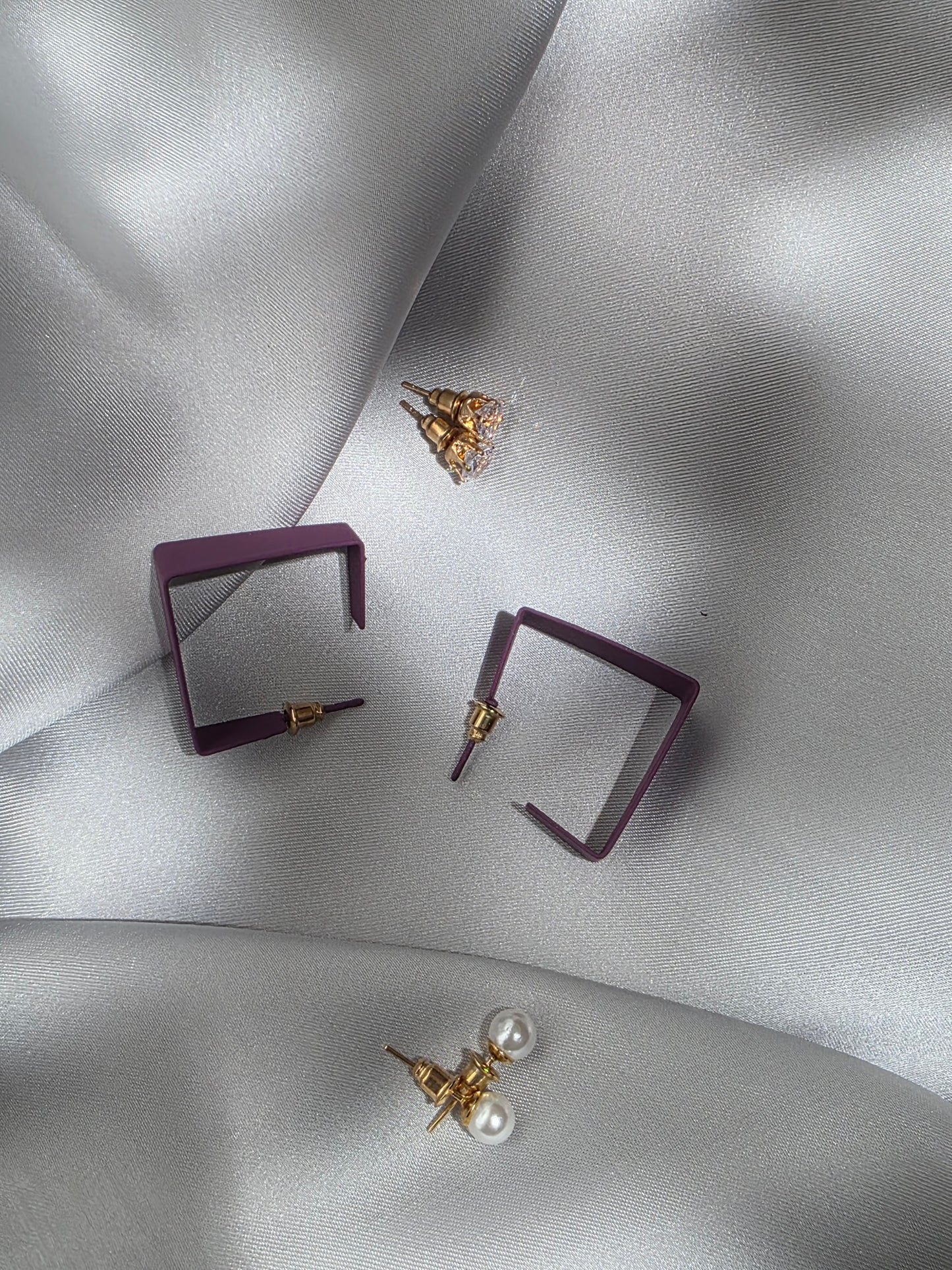 Amethyst Frame Earrings Set
