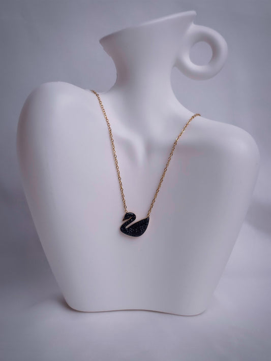 Onyx Swan Pendant