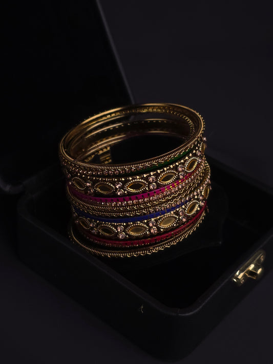 Leafy Oxidized Tone Bangles
