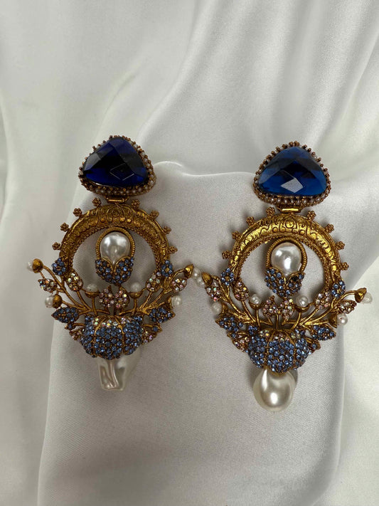Emerald & Pearl Turkish Artisan Earrings
