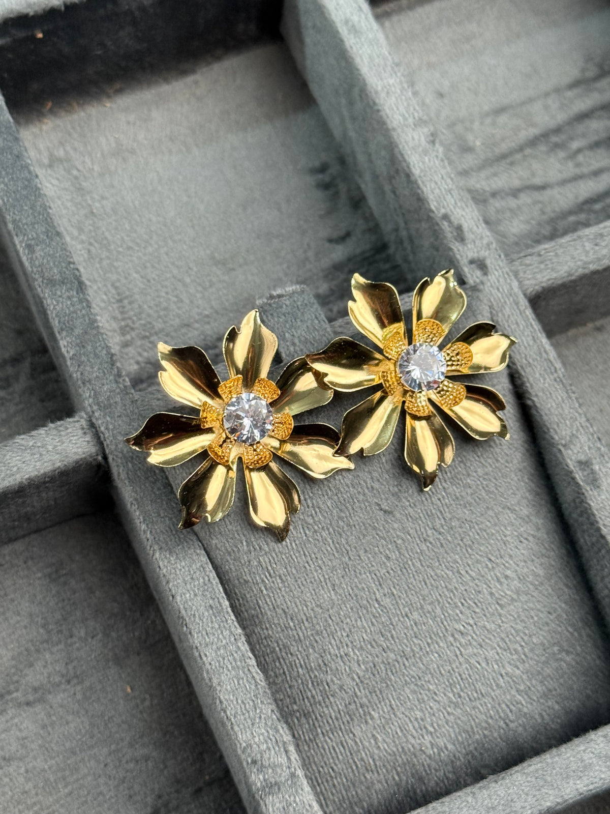 Golden Dahlia Studs
