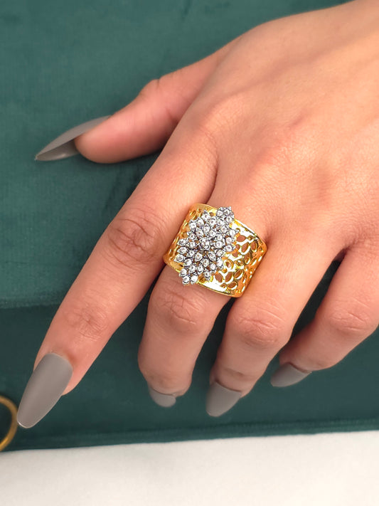 Diamond Cut Gold Plated Adjustable Ring