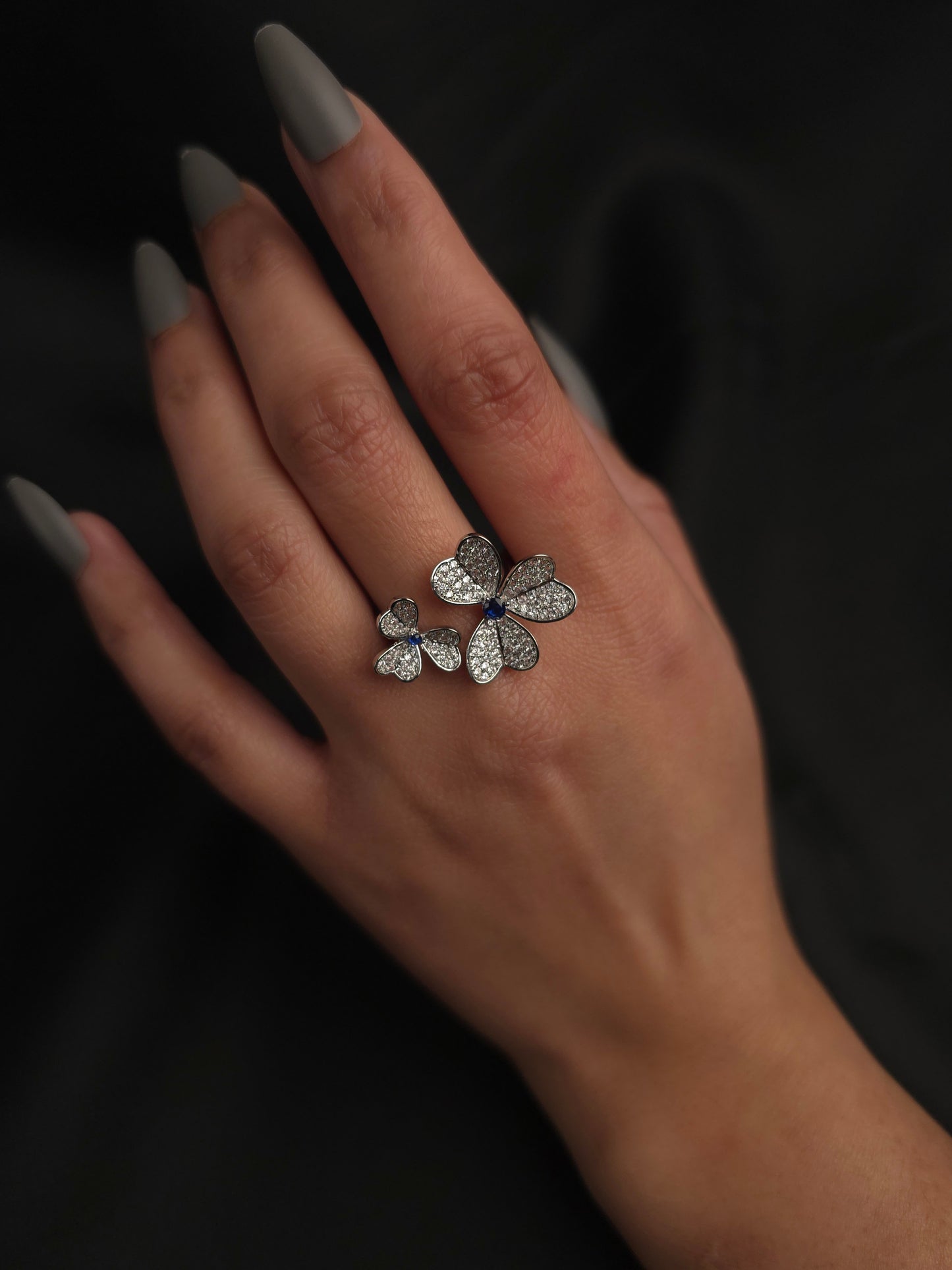 Pave  Dual Floral  Ring