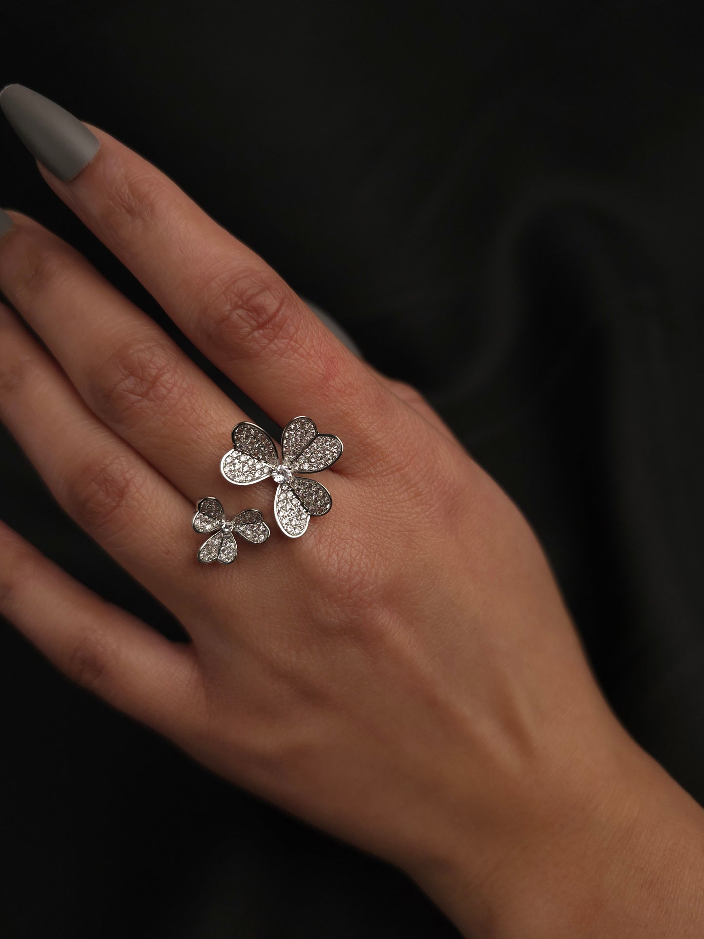 Pave  Dual Floral  Ring