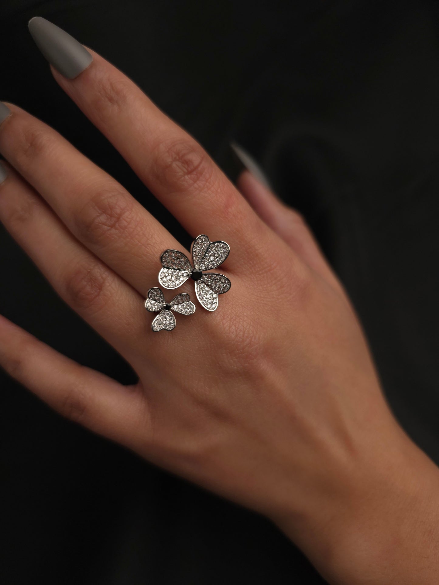 Pave  Dual Floral  Ring