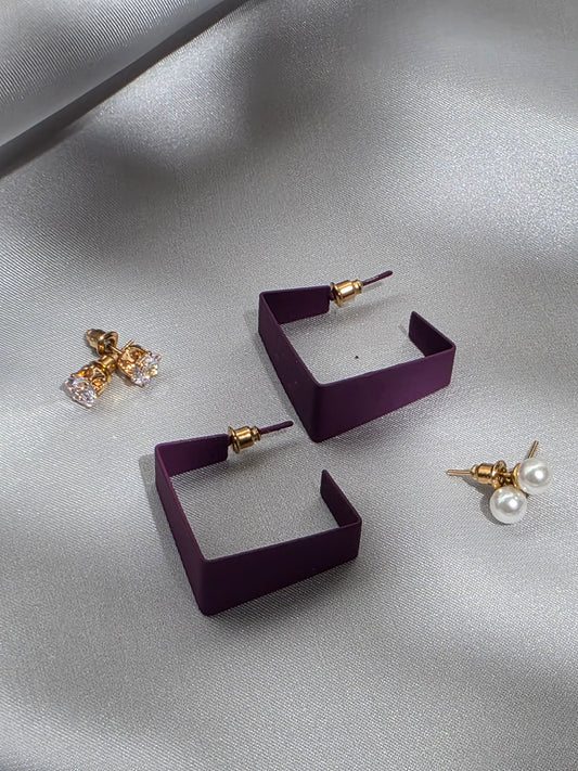 Amethyst Frame Earrings Set
