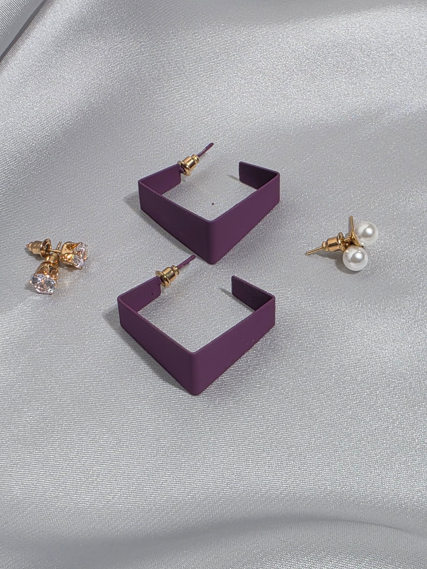Amethyst Frame Earrings Set