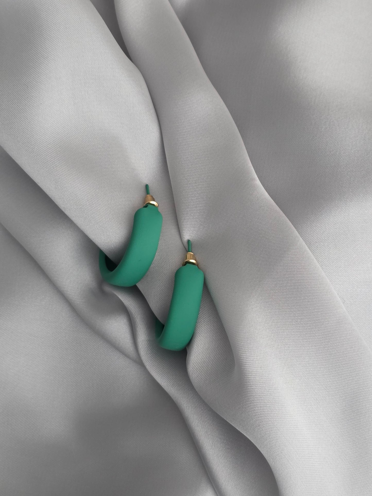 Emerald Enamel Huggies Earring