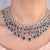 Rhodium-Plated Navy Blue Crescent Necklace
