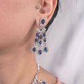Rhodium-Plated Navy Blue Crescent Necklace