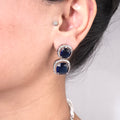 Deep Blue AD Square Necklace Set