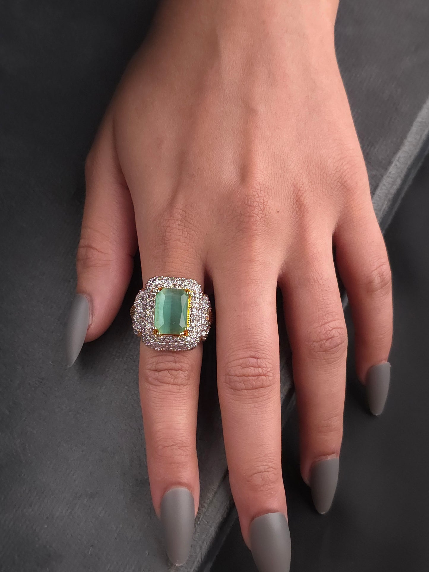 Imperial Emerald Halo  Ring