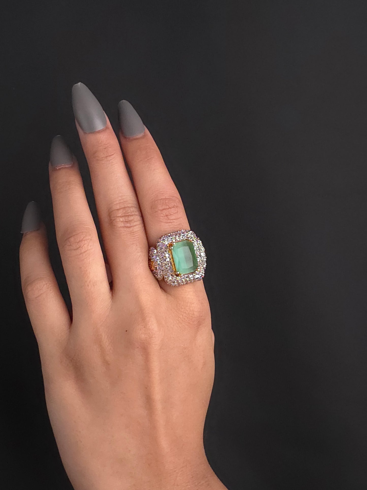 Imperial Emerald Halo  Ring
