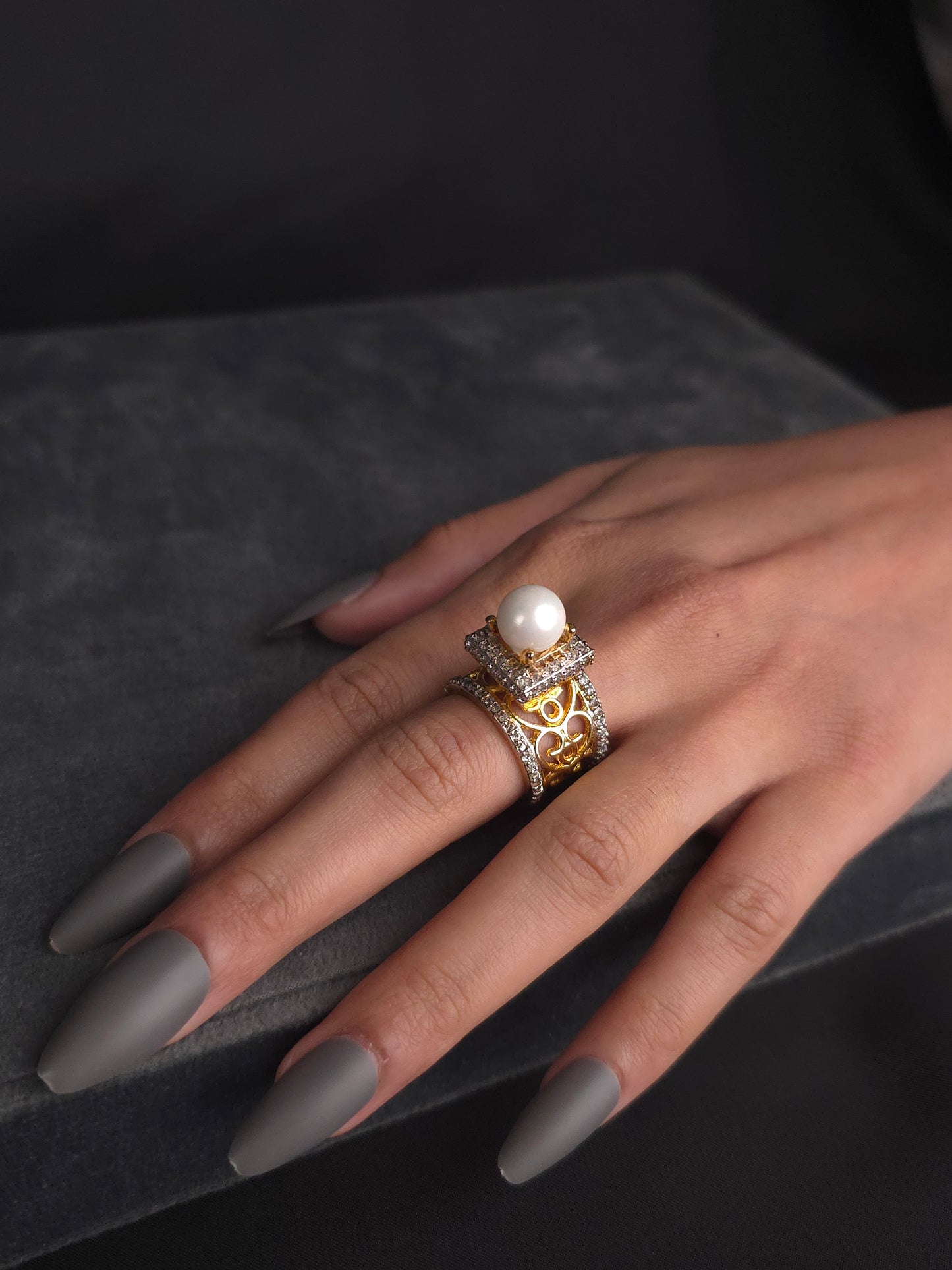 Lustrous Filigree Gala Ring