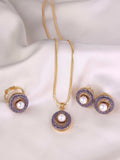 Lavender Zircon Pearl Pendant Set
