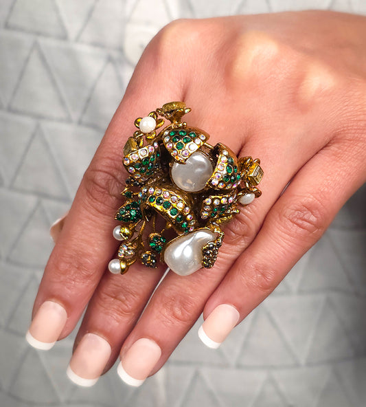 Emerald Floral Bouquet Ring