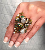 Emerald Floral Bouquet Ring