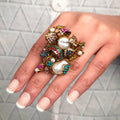 Ottoman Multicolored Floral Bouquet Ring