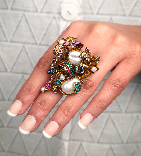 Ottoman Multicolored Floral Bouquet Ring