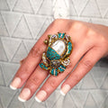 Ottoman Pearl Scrab- Blue Ring
