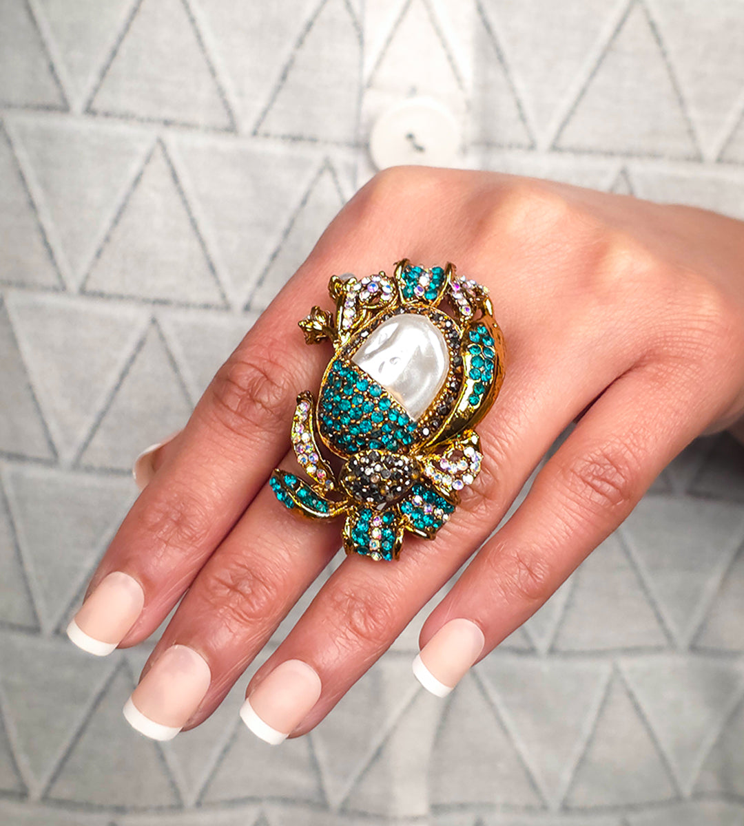 Ottoman Pearl Scrab- Blue Ring