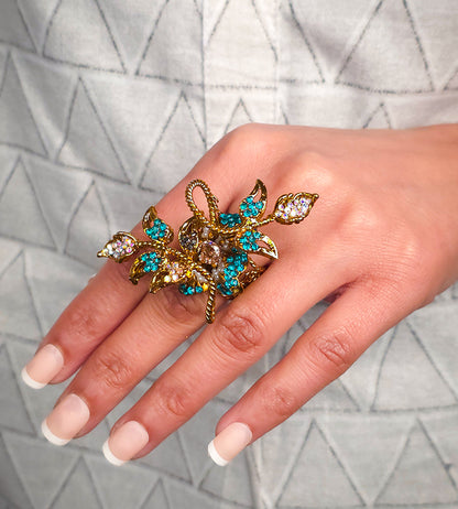 Teal Vine Statement Rring