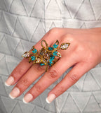 Teal Vine Statement Rring