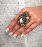 Ottoman Pearl Scrab- Blue Ring
