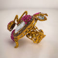 Magenta Pave Pearls Ring