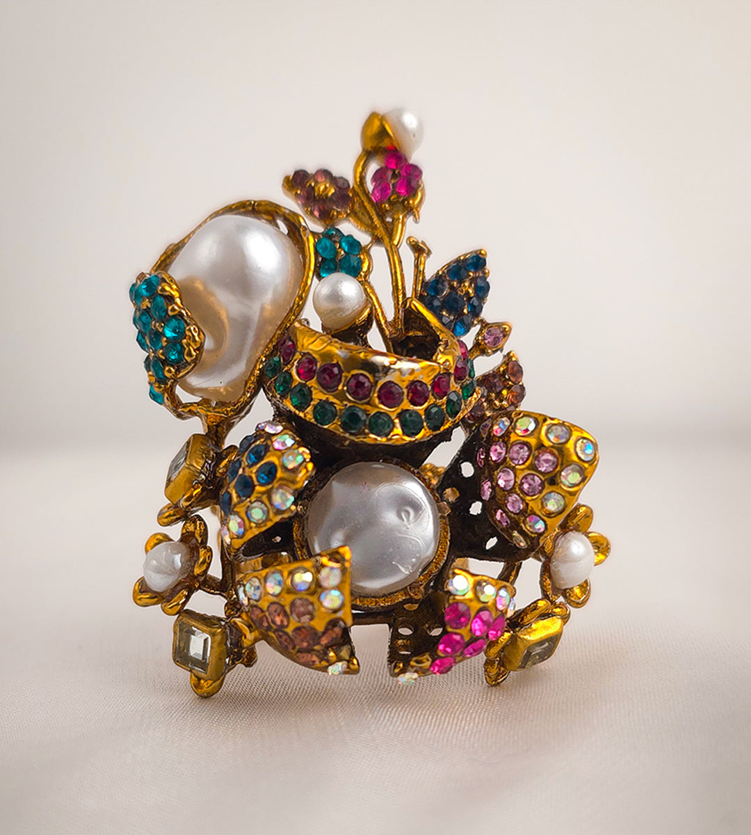 Ottoman Multicolored Floral Bouquet Ring