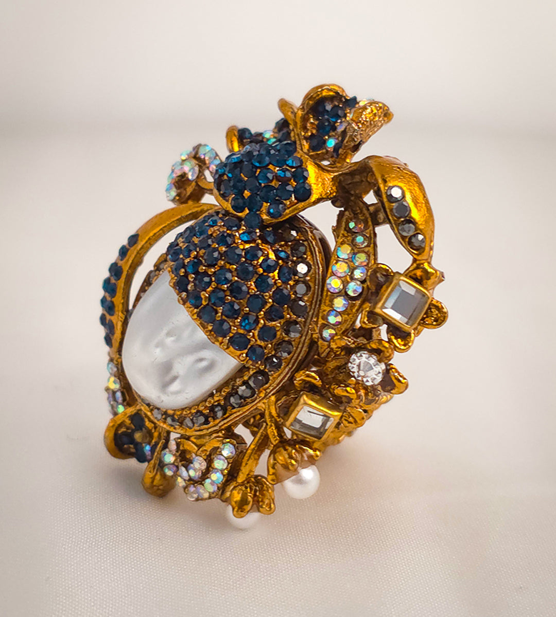 Ottoman Pearl Scrab- Blue Ring