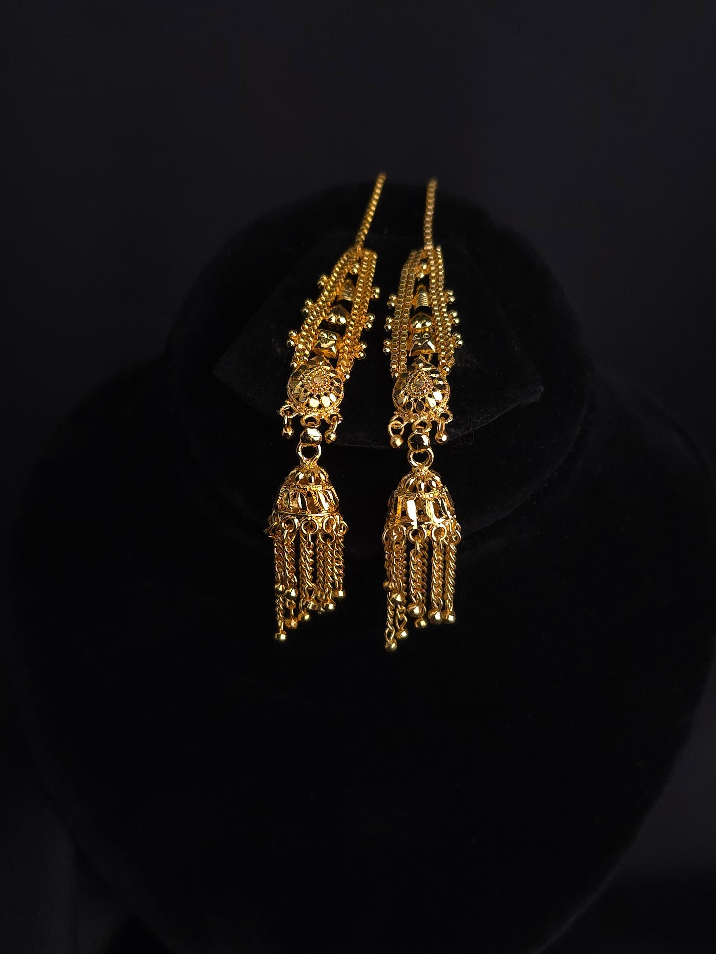 Sunehri Tassel Drops Jhumkas