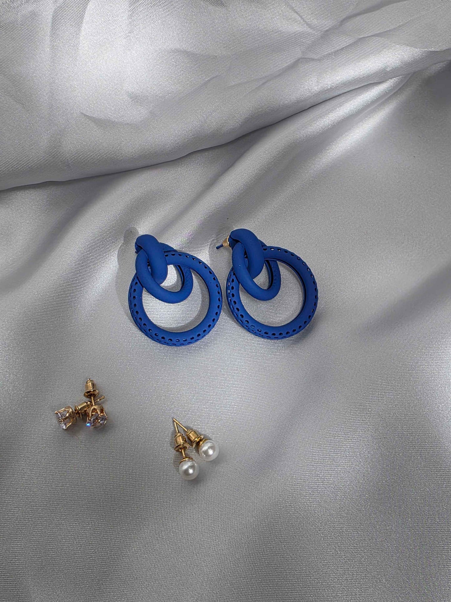 Cobalt Knot Earrings Set
