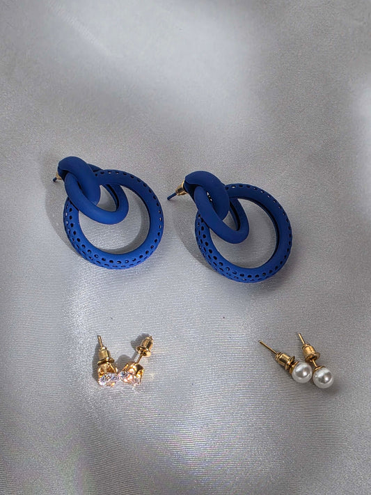 Cobalt Knot Earrings Set