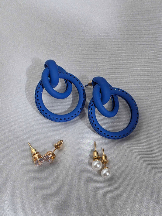 Cobalt Knot Earrings Set