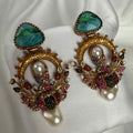 Emerald &  Pearl Turkish Artisan Earrings