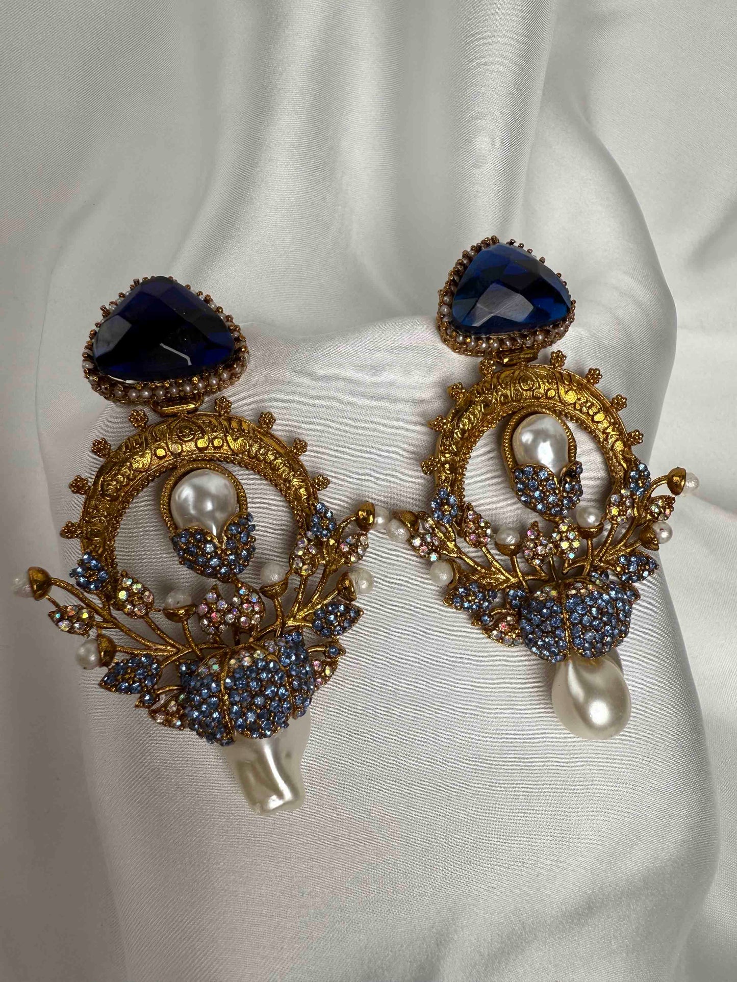 Emerald &  Pearl Turkish Artisan Earrings
