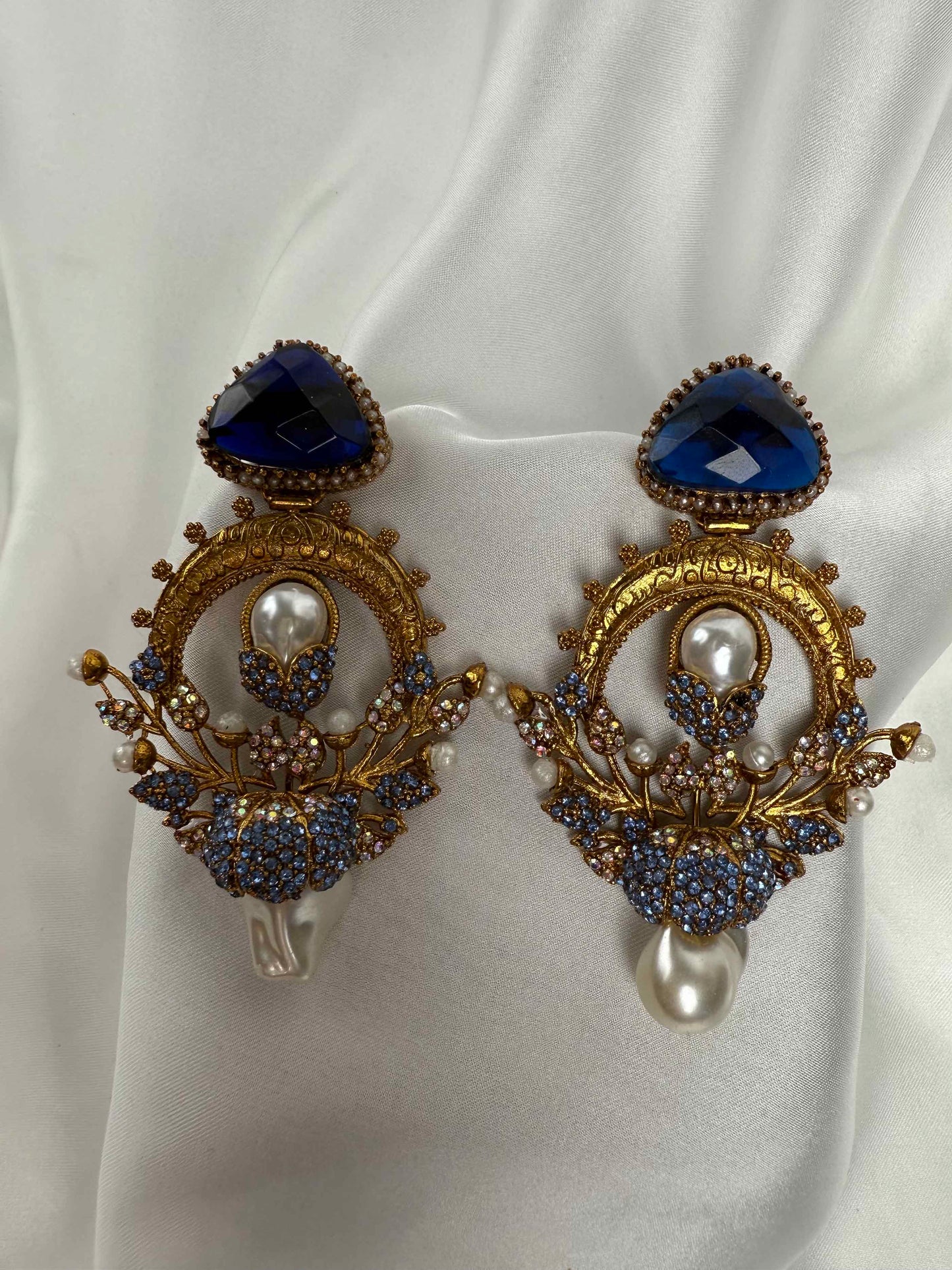 Emerald &  Pearl Turkish Artisan Earrings