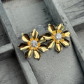 Golden Dahlia Studs